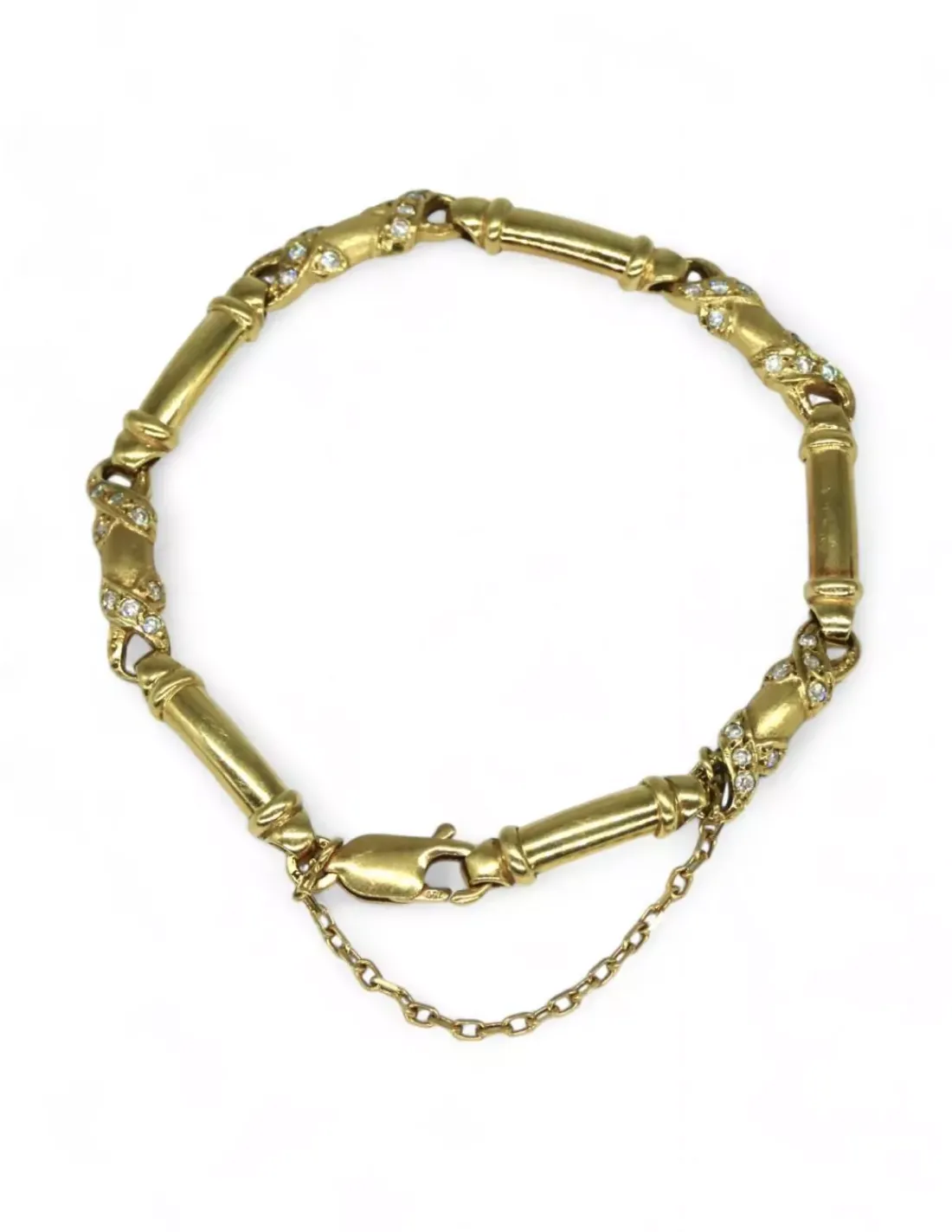 New Pulsera eslabones alargados con circonitas oro 18k -19cm Pulseras De Plata | Pulseras De Oro