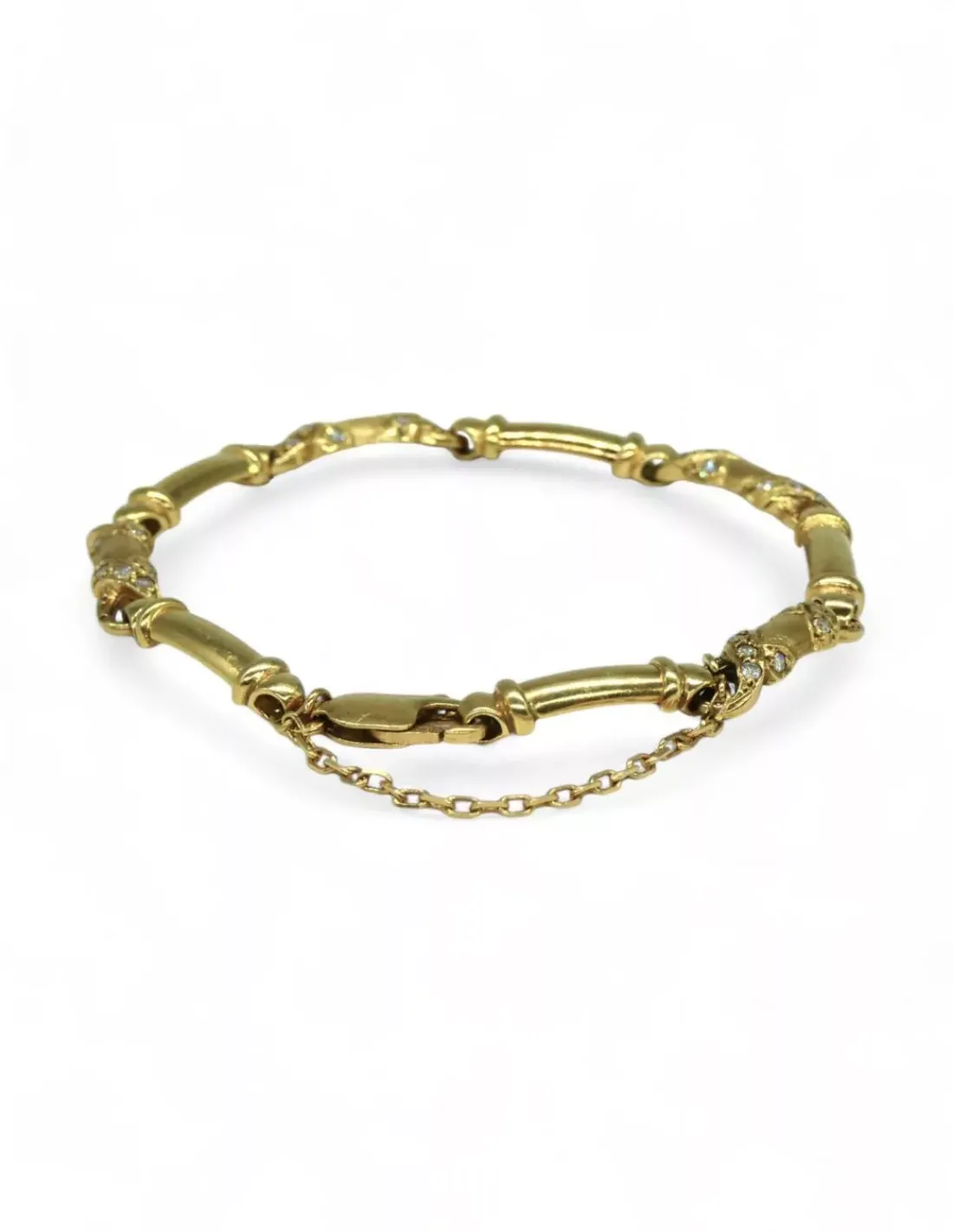 New Pulsera eslabones alargados con circonitas oro 18k -19cm Pulseras De Plata | Pulseras De Oro