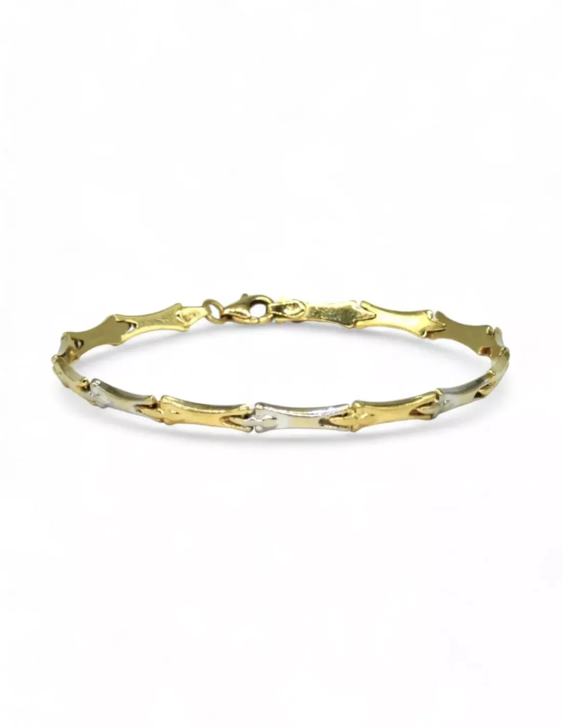 Shop Pulsera eslabones bicolor oro 18k - 19cm Pulseras De Plata | Pulseras De Oro