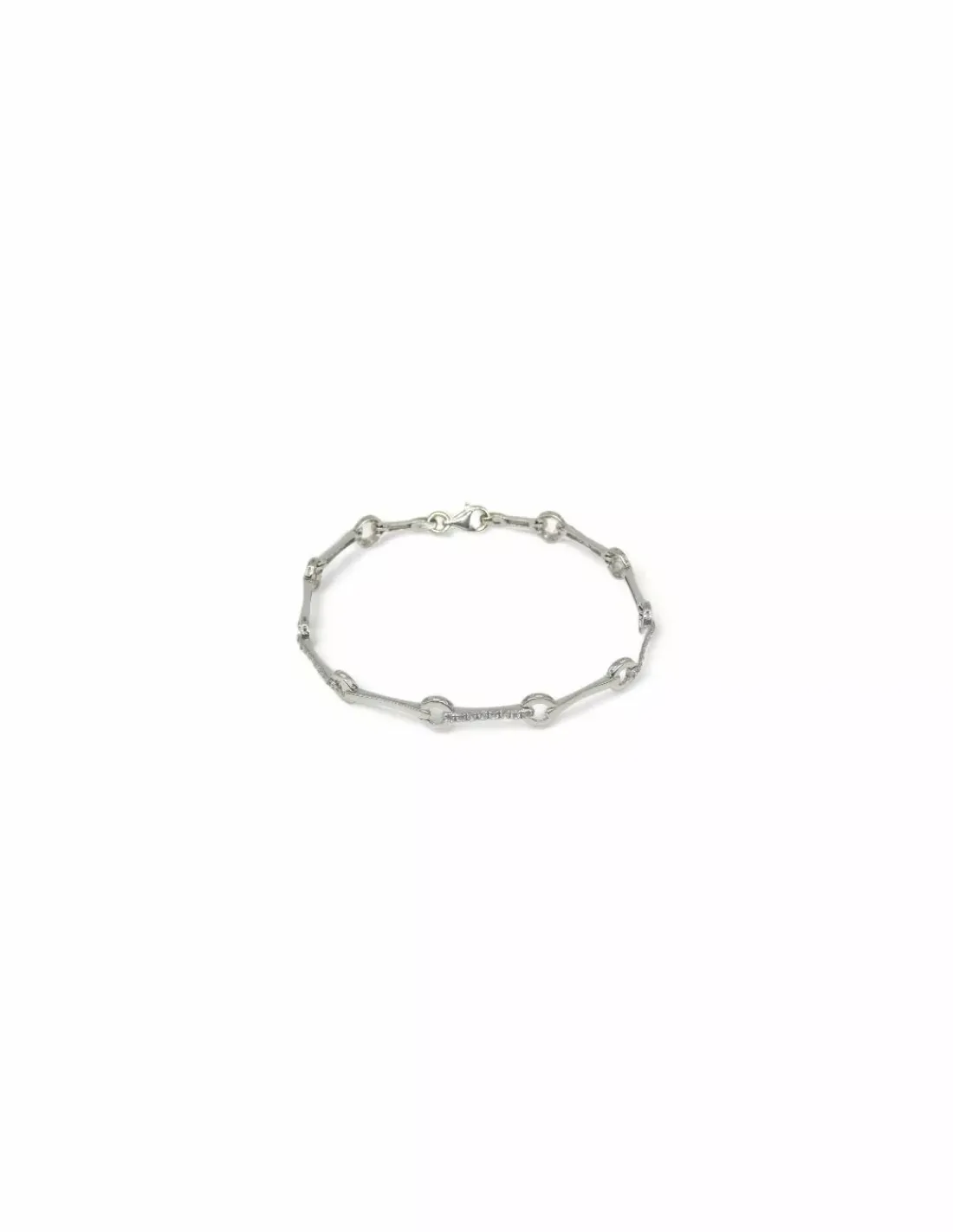 Clearance Pulsera eslabones redondos y circonita oro blanco 18k - 19,5cm Pulseras De Plata | Pulseras De Oro