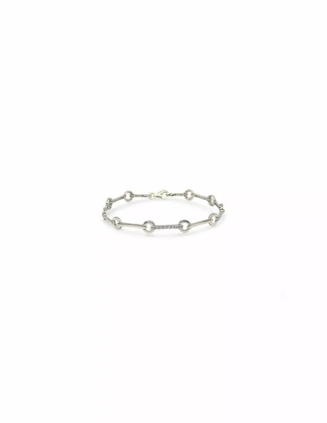 Clearance Pulsera eslabones redondos y circonita oro blanco 18k - 19,5cm Pulseras De Plata | Pulseras De Oro