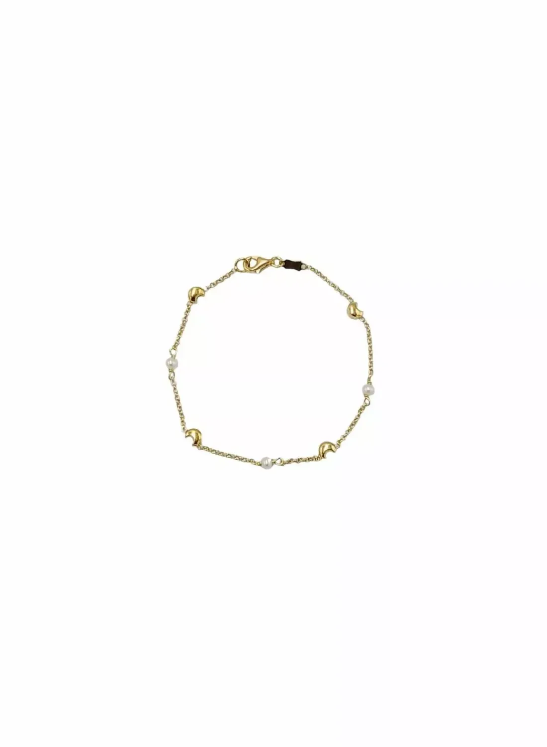 Sale Pulsera forzada con perlas y lunas oro 18k - 19cm Pulseras De Plata | Pulseras De Oro