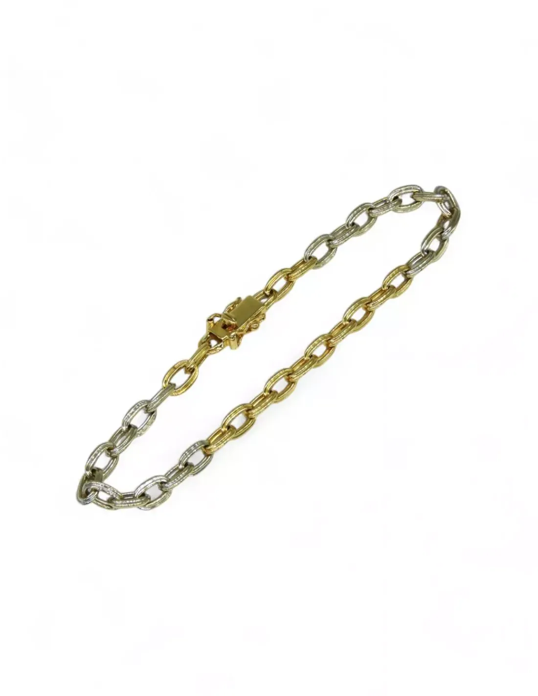 Online Pulsera forzada oro bicolor 18k - 19.5cm Pulseras De Plata | Pulseras De Oro