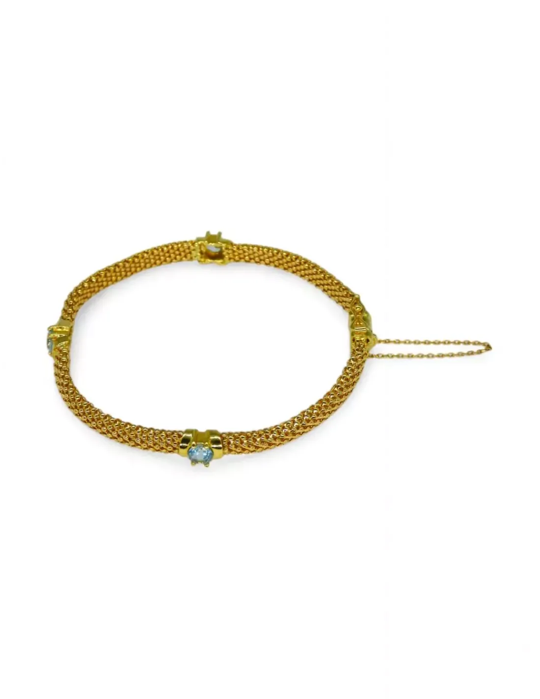 Cheap Pulsera malla con tres circonitas celestes oro 18k - 18cm Pulseras De Plata | Pulseras De Oro