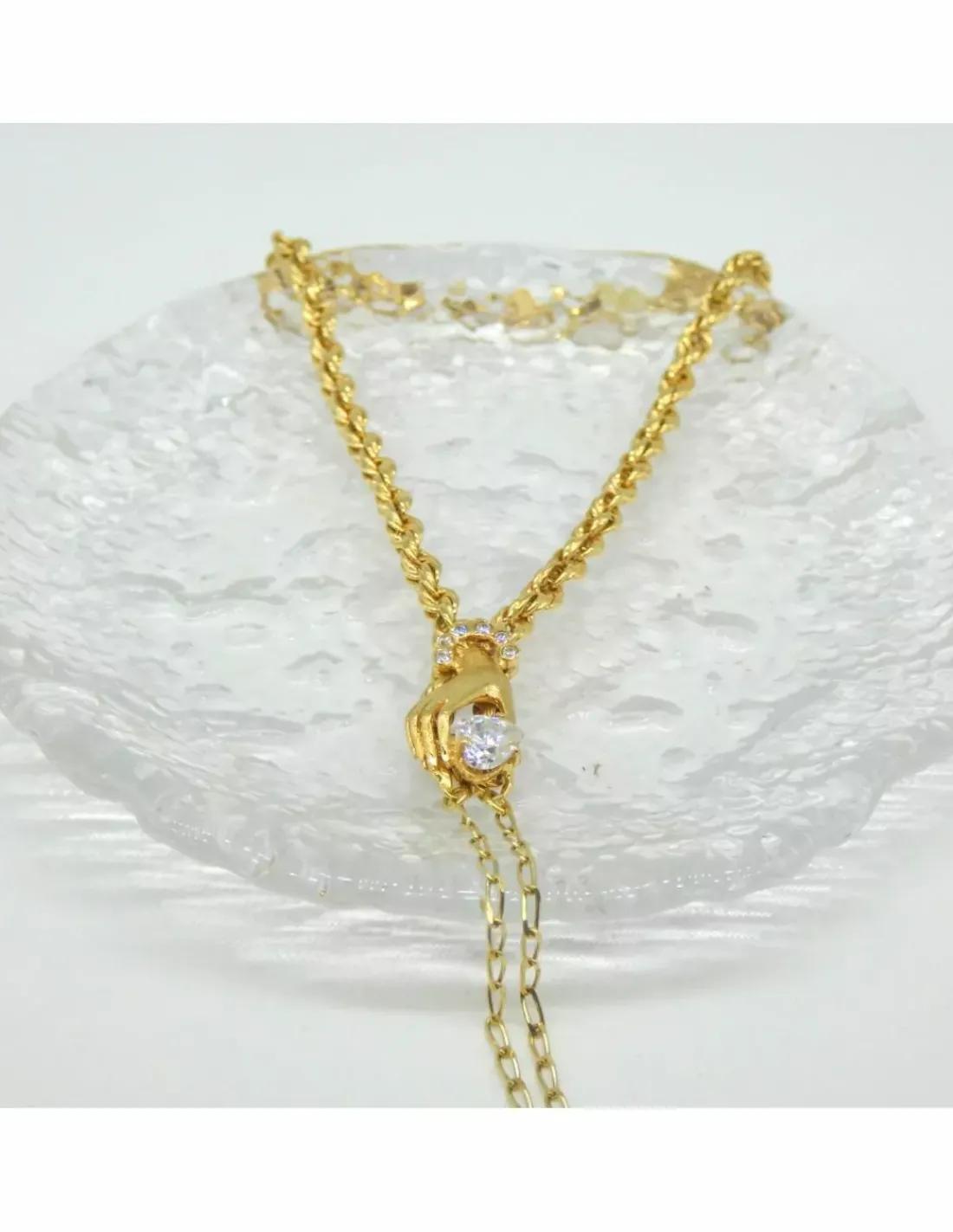Fashion Pulsera manita con motivo mano con circonitas oro 18k - 19cm Manitas | Pulseras De Plata