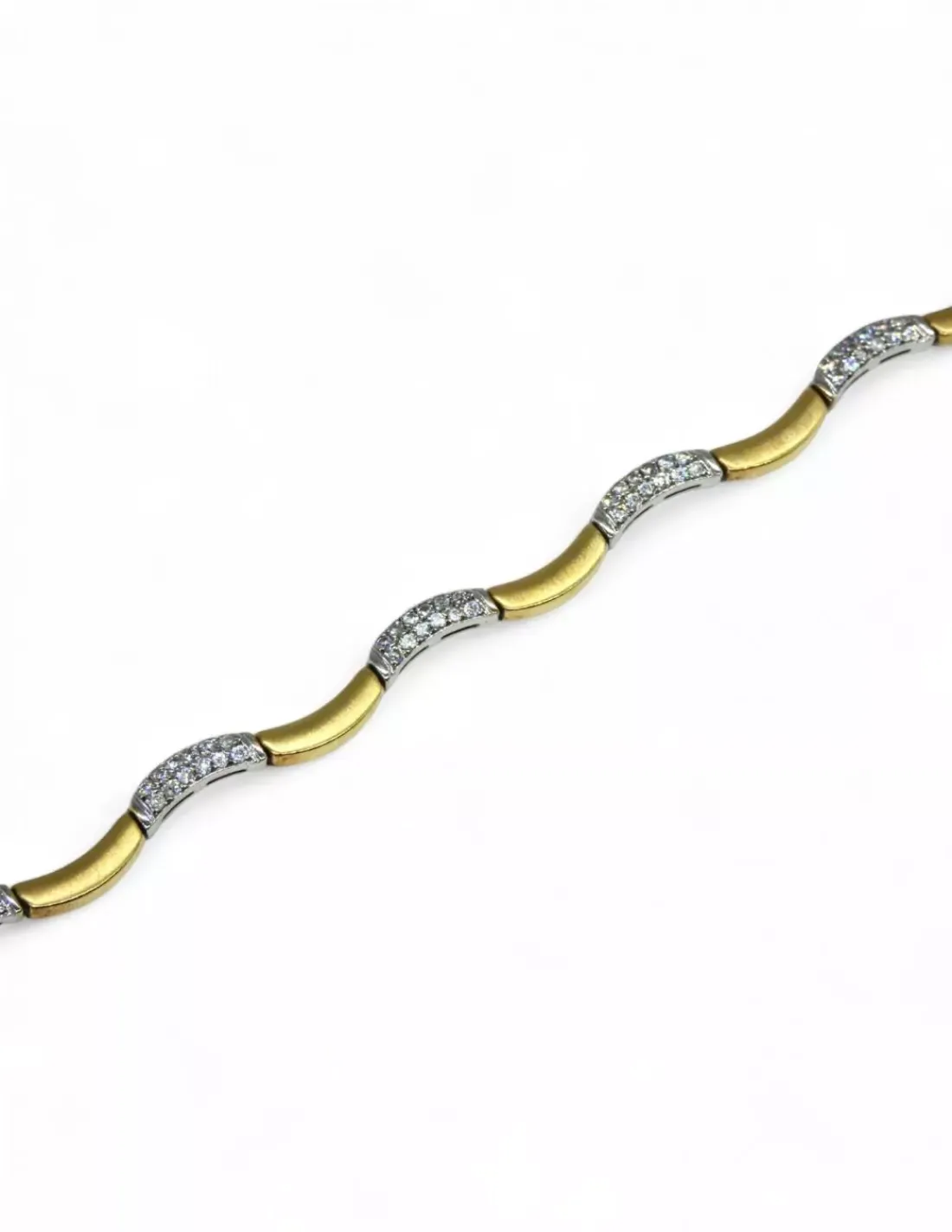 Store Pulsera ondas con circonitas oro bicolor 18k - 20 cm Pulseras De Plata | Pulseras De Oro