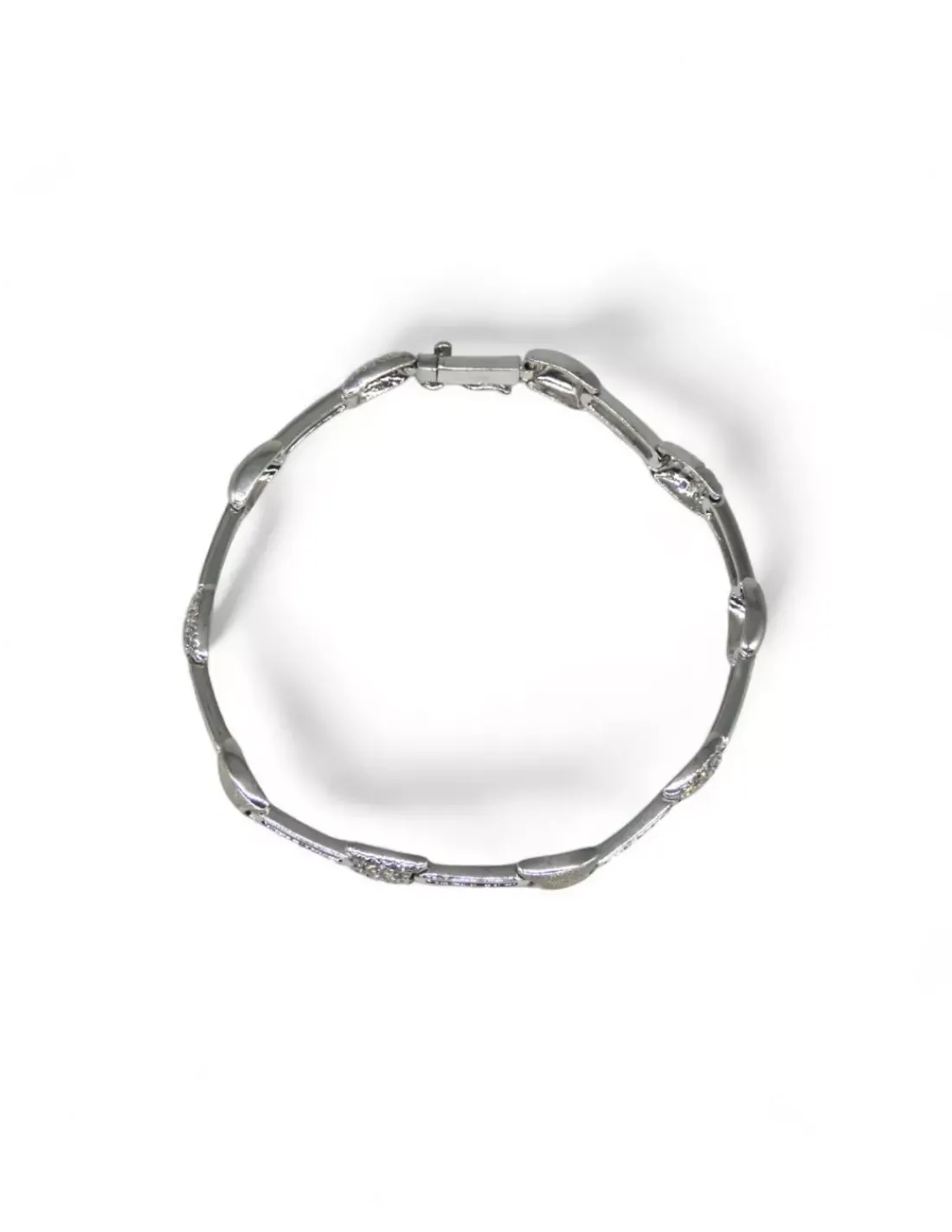 Store Pulsera oro blanco brillo y mate con motivo circonitas 18k -19.5cm Pulseras De Plata | Pulseras De Oro