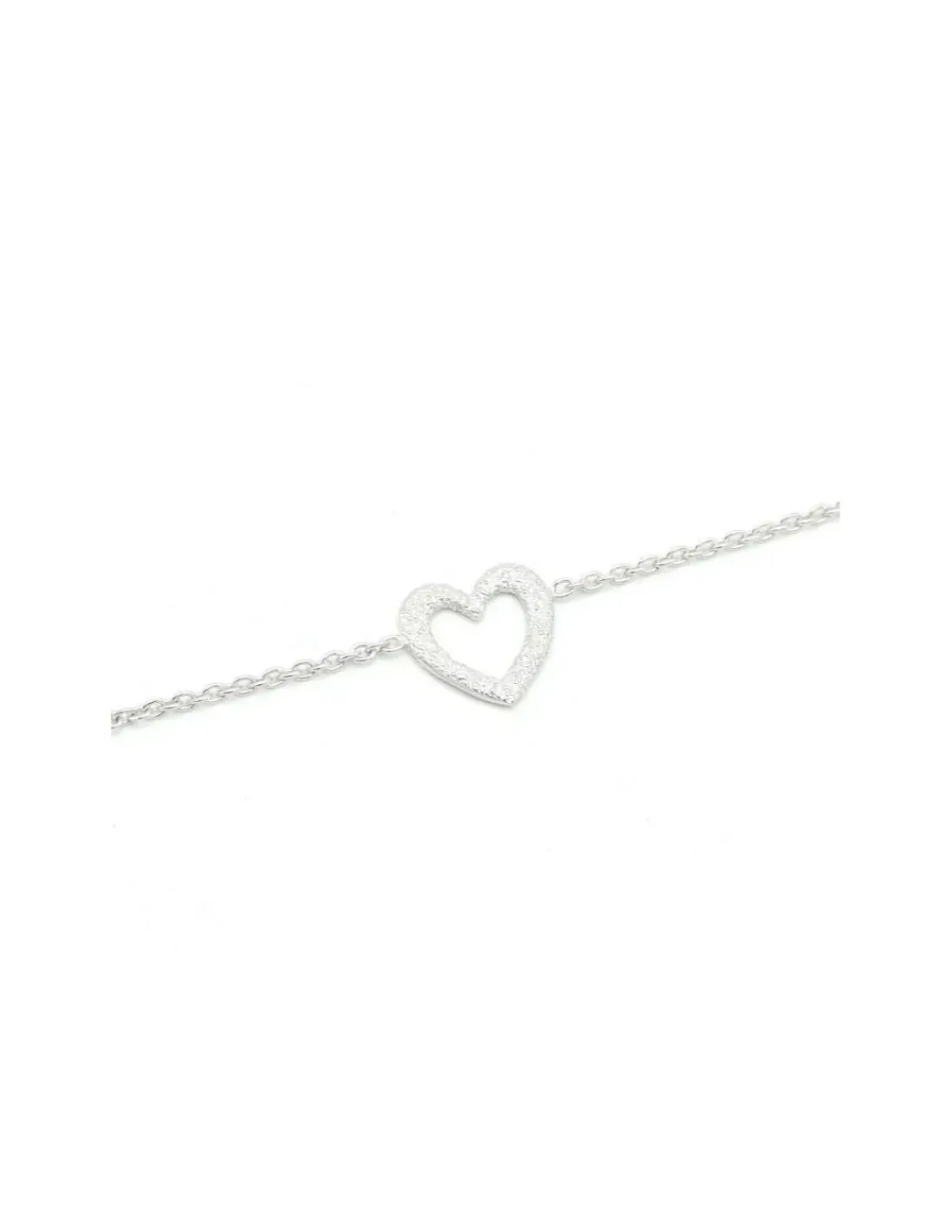 Cheap Pulsera plata con corazón central diamantado Pulseras De Oro