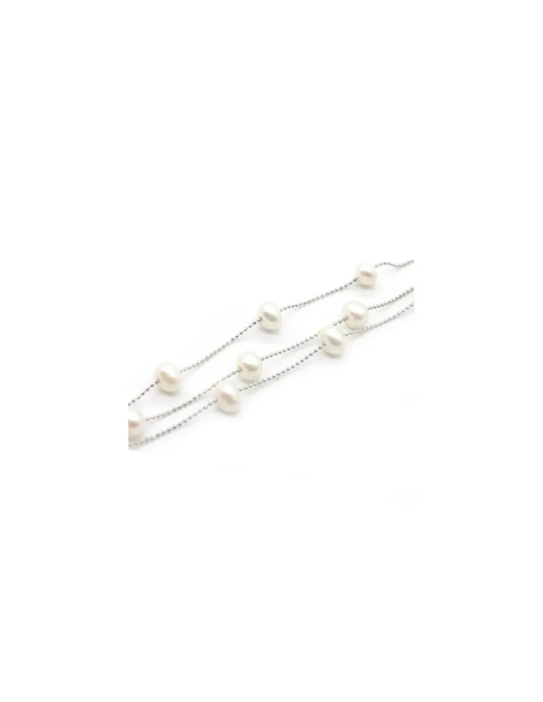 Online Pulsera plata triple cadena bolitas con perlas cultivadas blancas 17cm Pulseras De Oro Grabado | Pulseras De Oro
