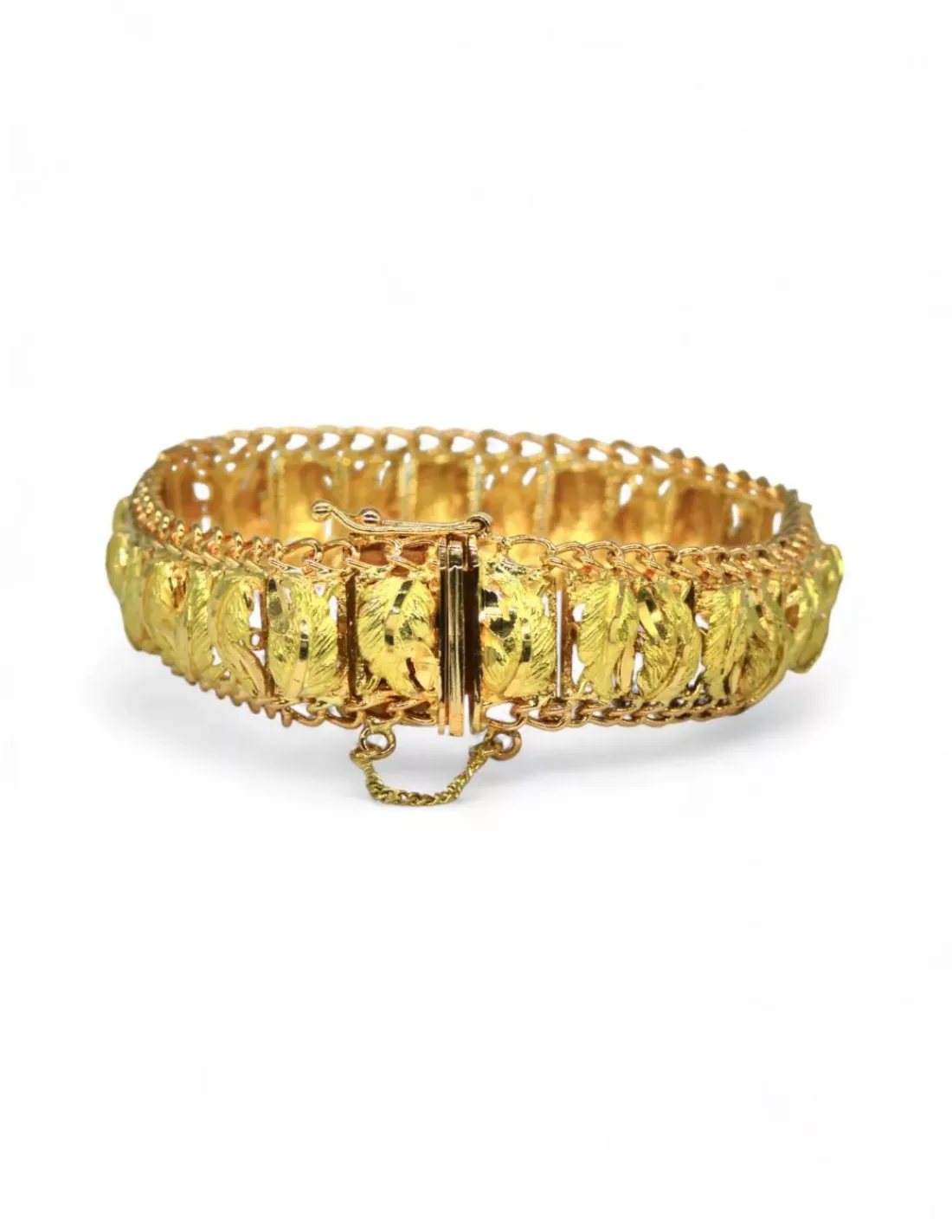 Discount Pulsera princesa hojas labradas c. seguridad oro 18k - 19cm Pulseras De Plata | Pulseras De Oro