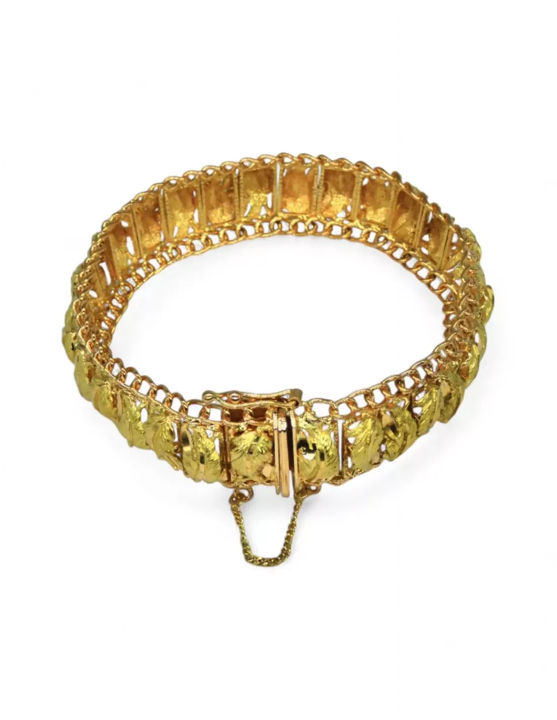 Discount Pulsera princesa hojas labradas c. seguridad oro 18k - 19cm Pulseras De Plata | Pulseras De Oro