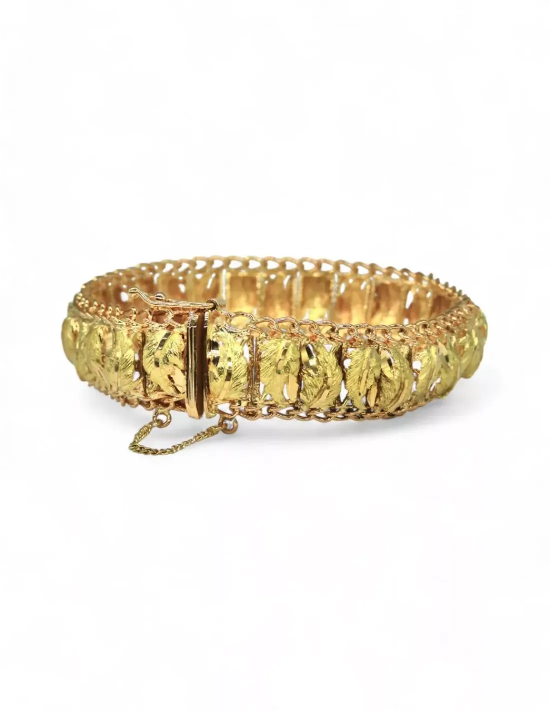 Discount Pulsera princesa hojas labradas c. seguridad oro 18k - 19cm Pulseras De Plata | Pulseras De Oro