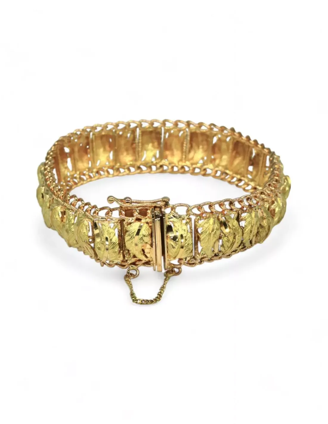 Discount Pulsera princesa hojas labradas c. seguridad oro 18k - 19cm Pulseras De Plata | Pulseras De Oro