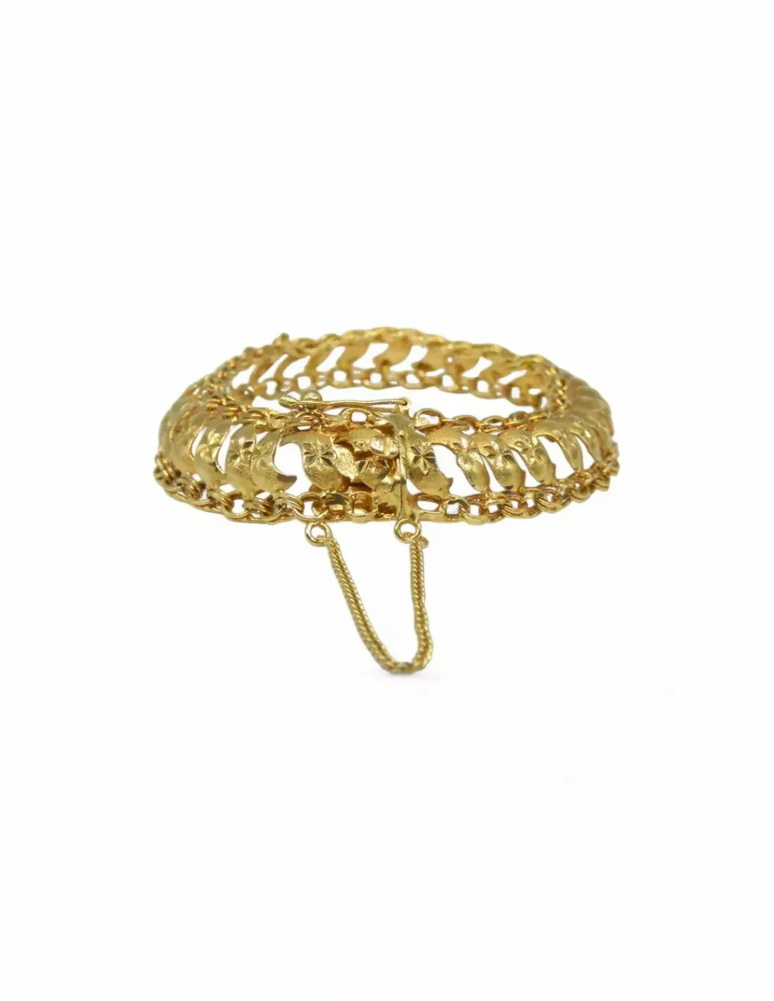 Outlet Pulsera princesa tallado flores oro 18k - 7cm Pulseras De Plata | Pulseras De Oro