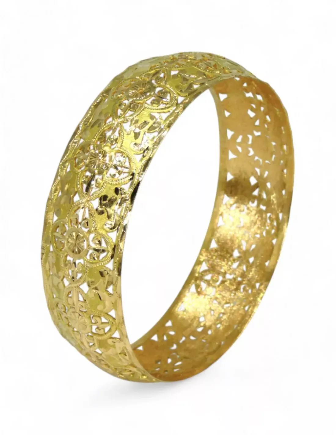 Online Pulsera rígida ancha con dibujo labrada oro 18k - 6.5cm Pulseras De Plata | Pulseras De Oro