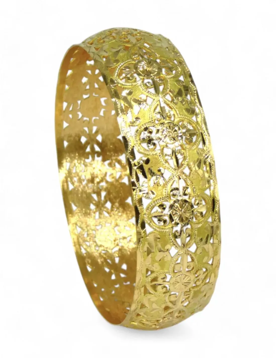 Online Pulsera rígida ancha con dibujo labrada oro 18k - 6.5cm Pulseras De Plata | Pulseras De Oro