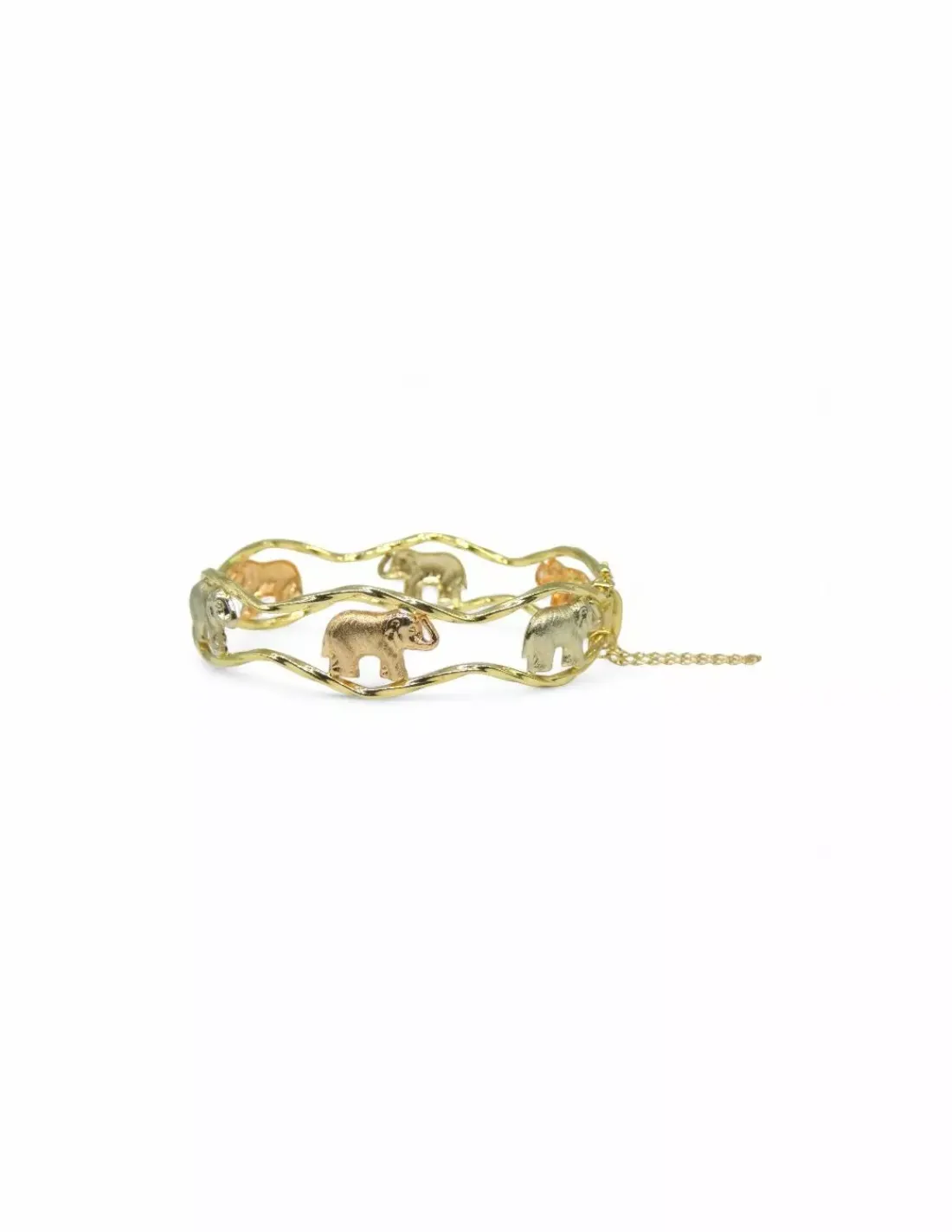 Online Pulsera rígida bicolor elefantes oro 18k - 6.5cm Cañas | Pulseras De Plata