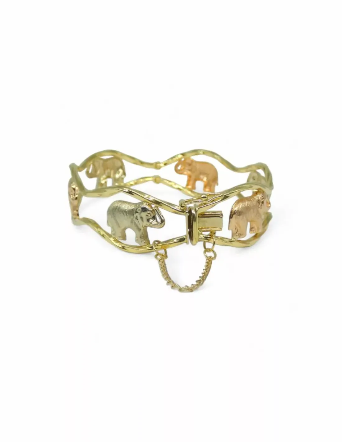 Online Pulsera rígida bicolor elefantes oro 18k - 6.5cm Cañas | Pulseras De Plata