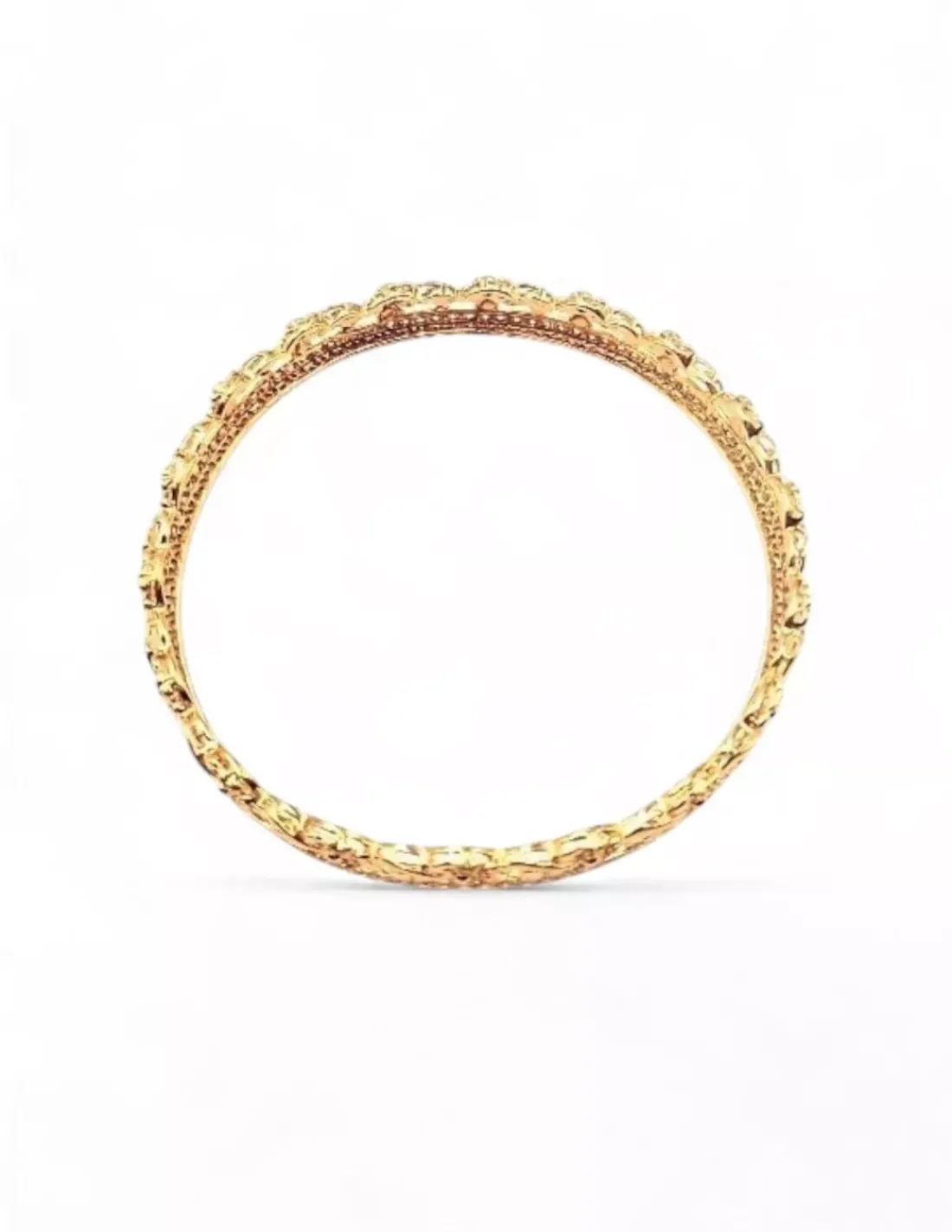 Hot Pulsera rígida circonitas flores en relieve oro 18k - 21cm Cañas | Pulseras De Oro