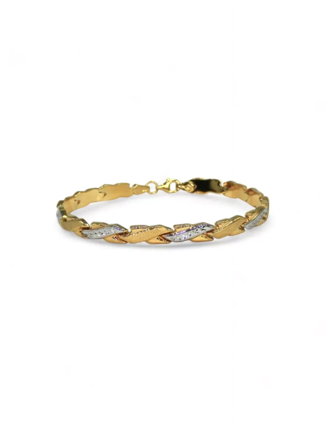 Fashion Pulsera semirrígida bicolor oro 18k - 19cm Pulseras De Plata | Pulseras De Oro