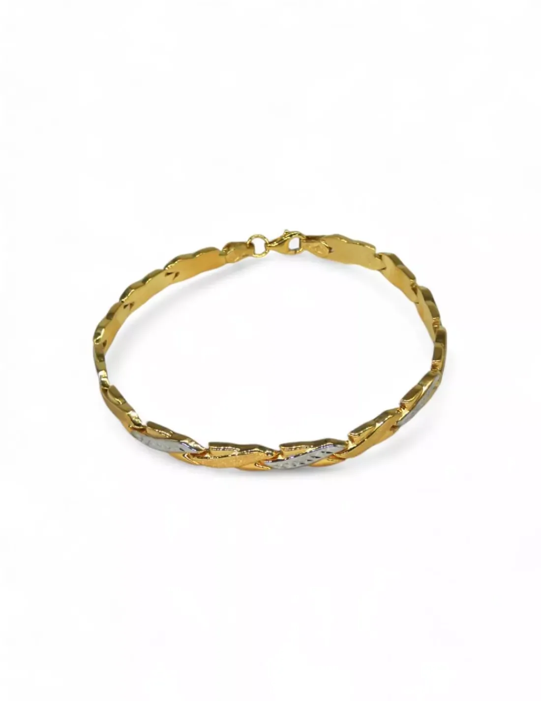 Fashion Pulsera semirrígida bicolor oro 18k - 19cm Pulseras De Plata | Pulseras De Oro