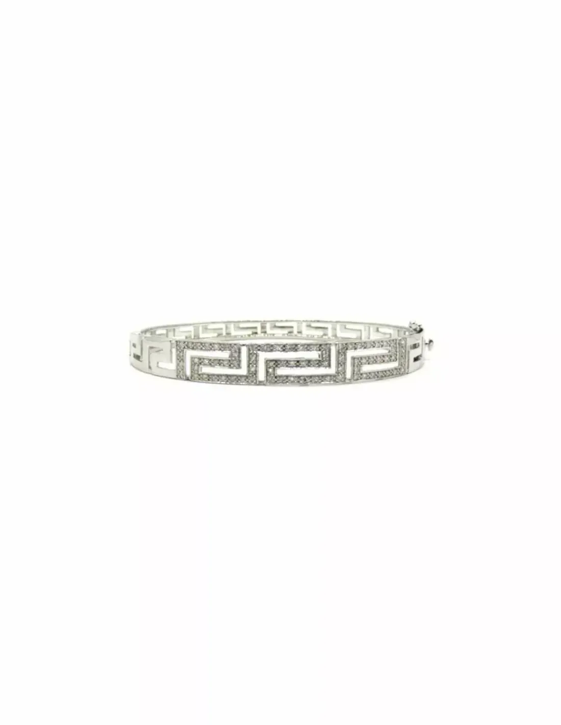 Store Pulsera tipo caña diseño greca con diamantes en oro blanco 18k - 7cm Pulseras Con Brillantes | Pulseras De Plata