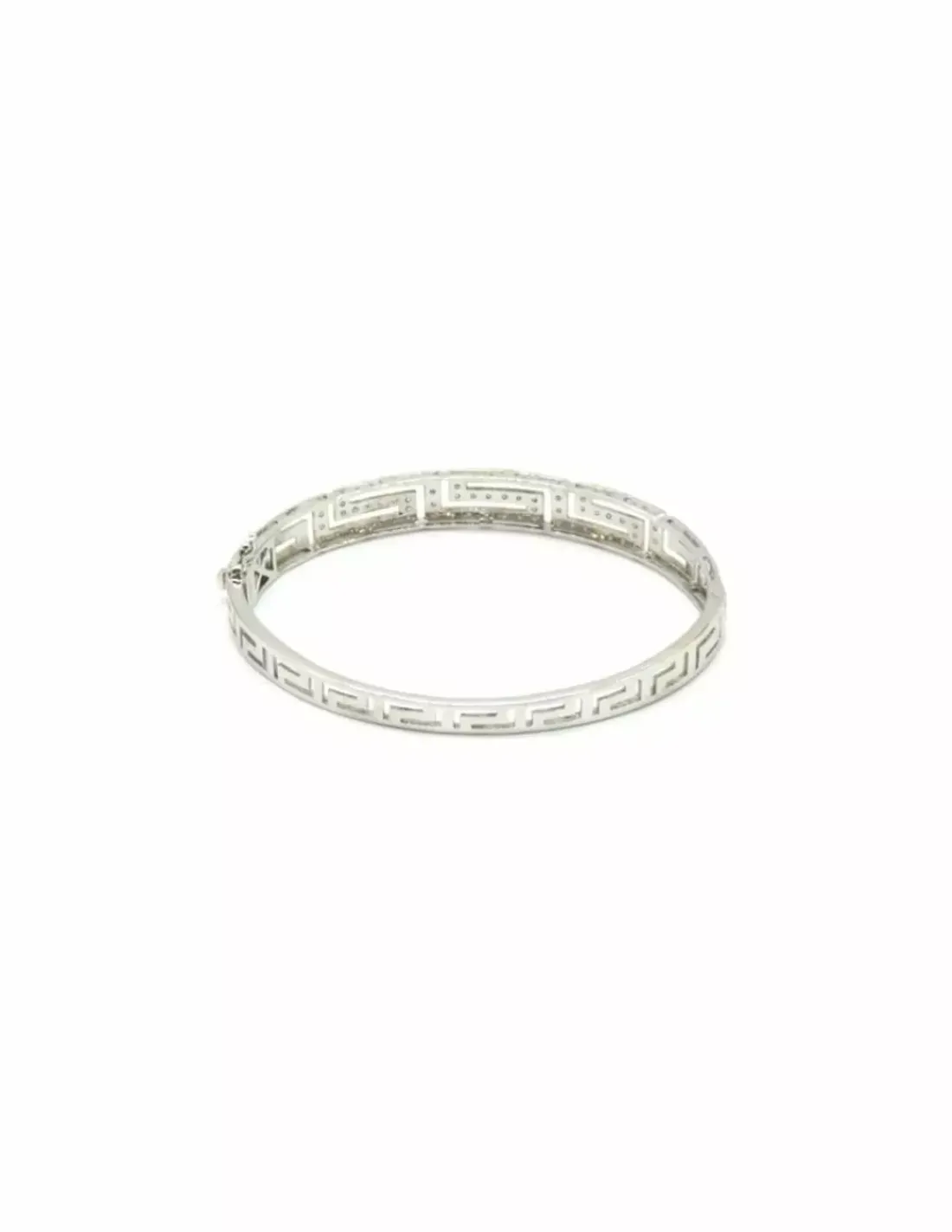 Store Pulsera tipo caña diseño greca con diamantes en oro blanco 18k - 7cm Pulseras Con Brillantes | Pulseras De Plata