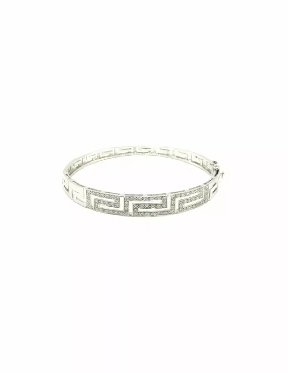 Store Pulsera tipo caña diseño greca con diamantes en oro blanco 18k - 7cm Pulseras Con Brillantes | Pulseras De Plata