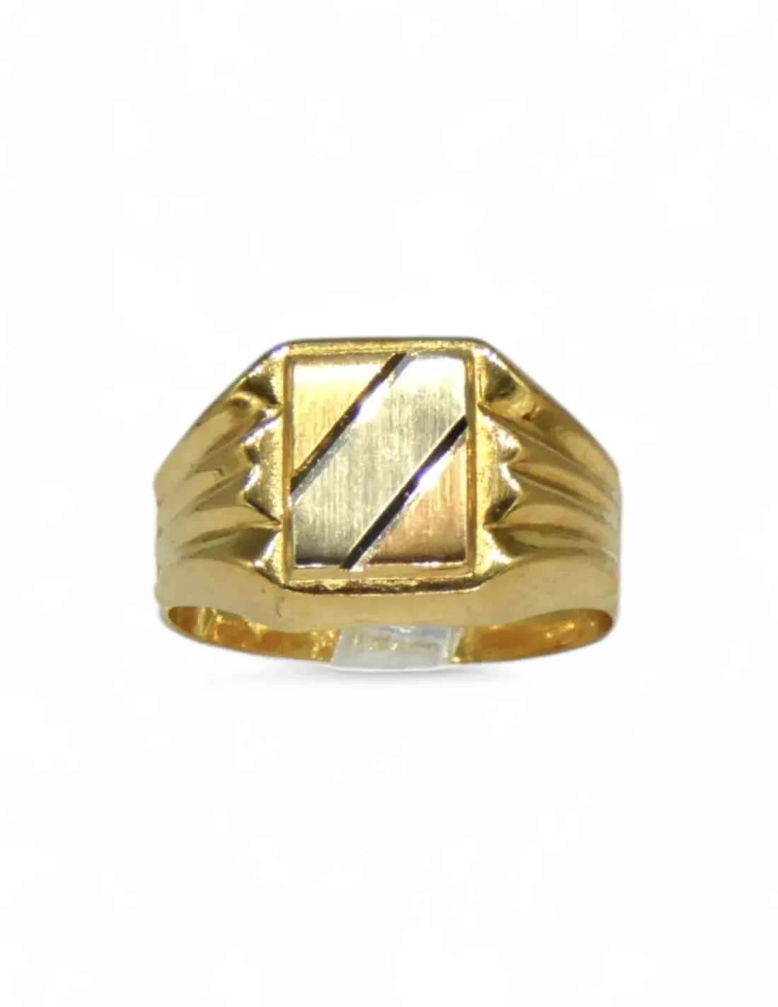 Outlet Sello decorado con líneas en los laterales oro 18k - T.18 Sellos | Anillos De Oro