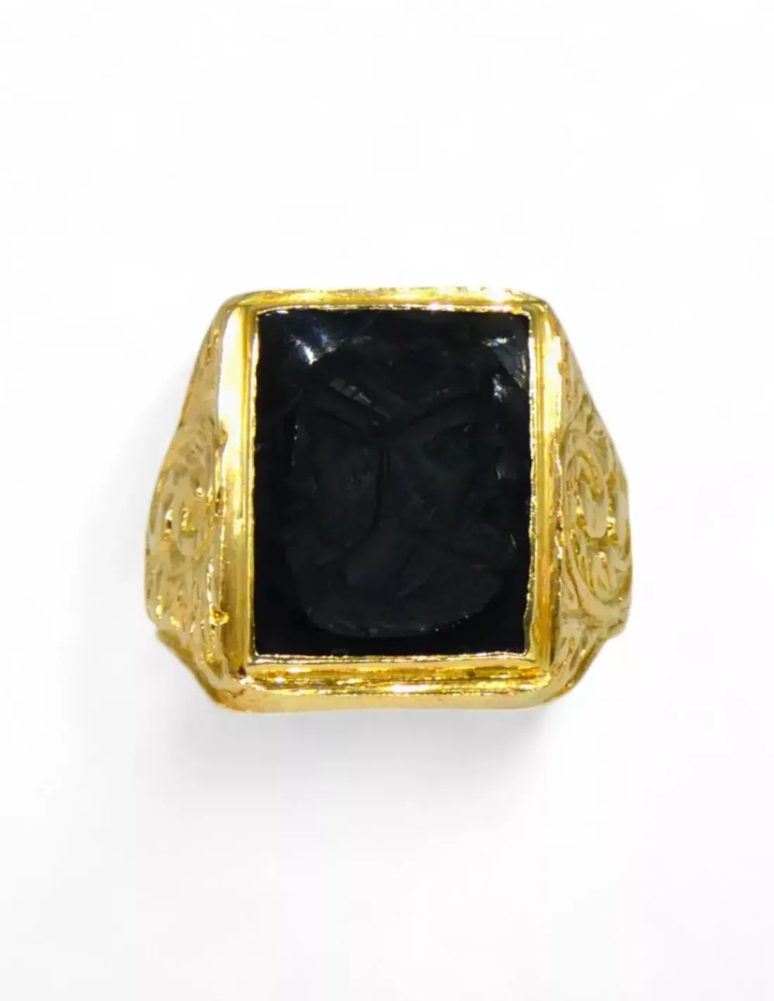Online Sello labrado con camafeo ónix oro 18k - T.18 Sellos | Anillos De Oro
