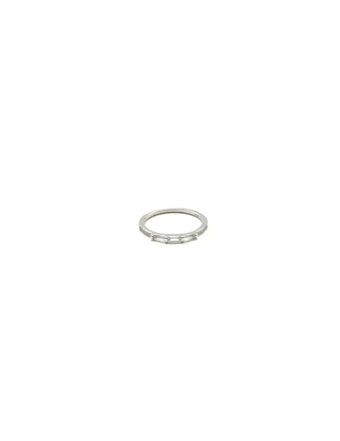 Cheap Sortija hilera circonitas en baguette plata Anillos De Plata | Anillos