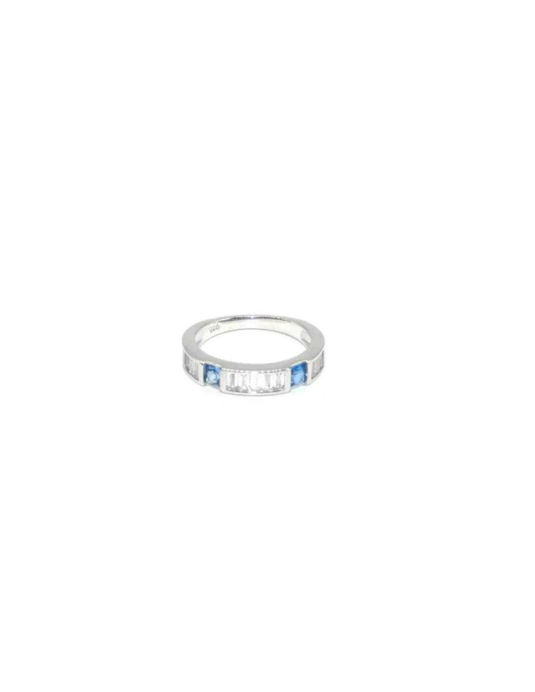 Online Sortija plata circonitas blancas y azul baguette Anillos De Plata | Anillos