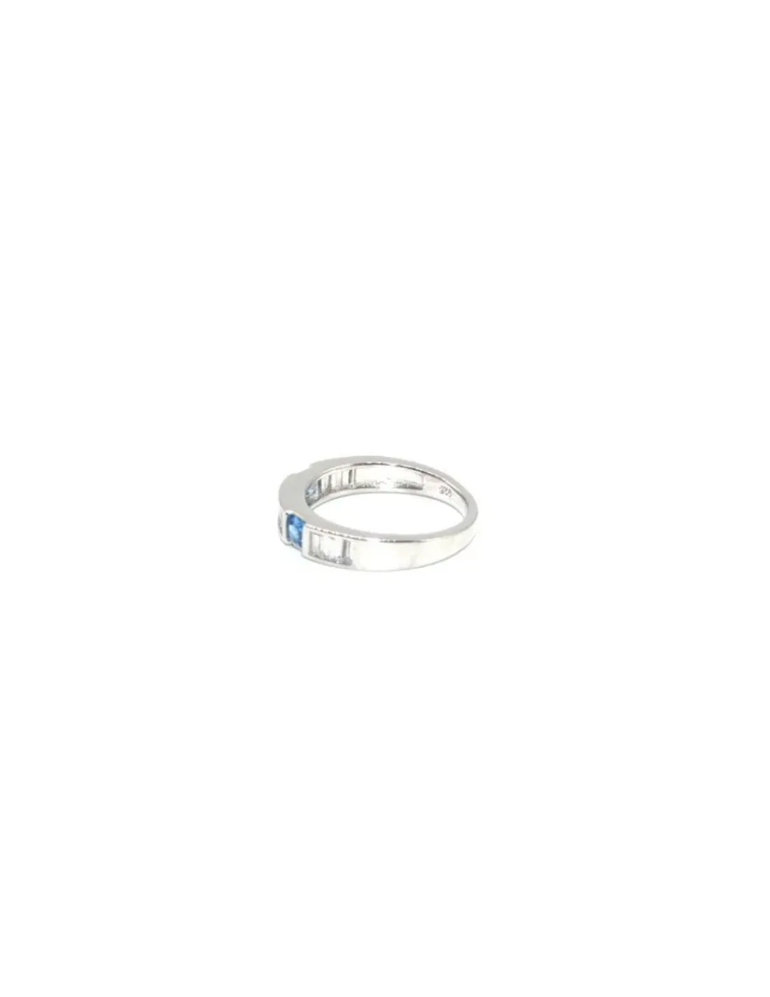 Online Sortija plata circonitas blancas y azul baguette Anillos De Plata | Anillos