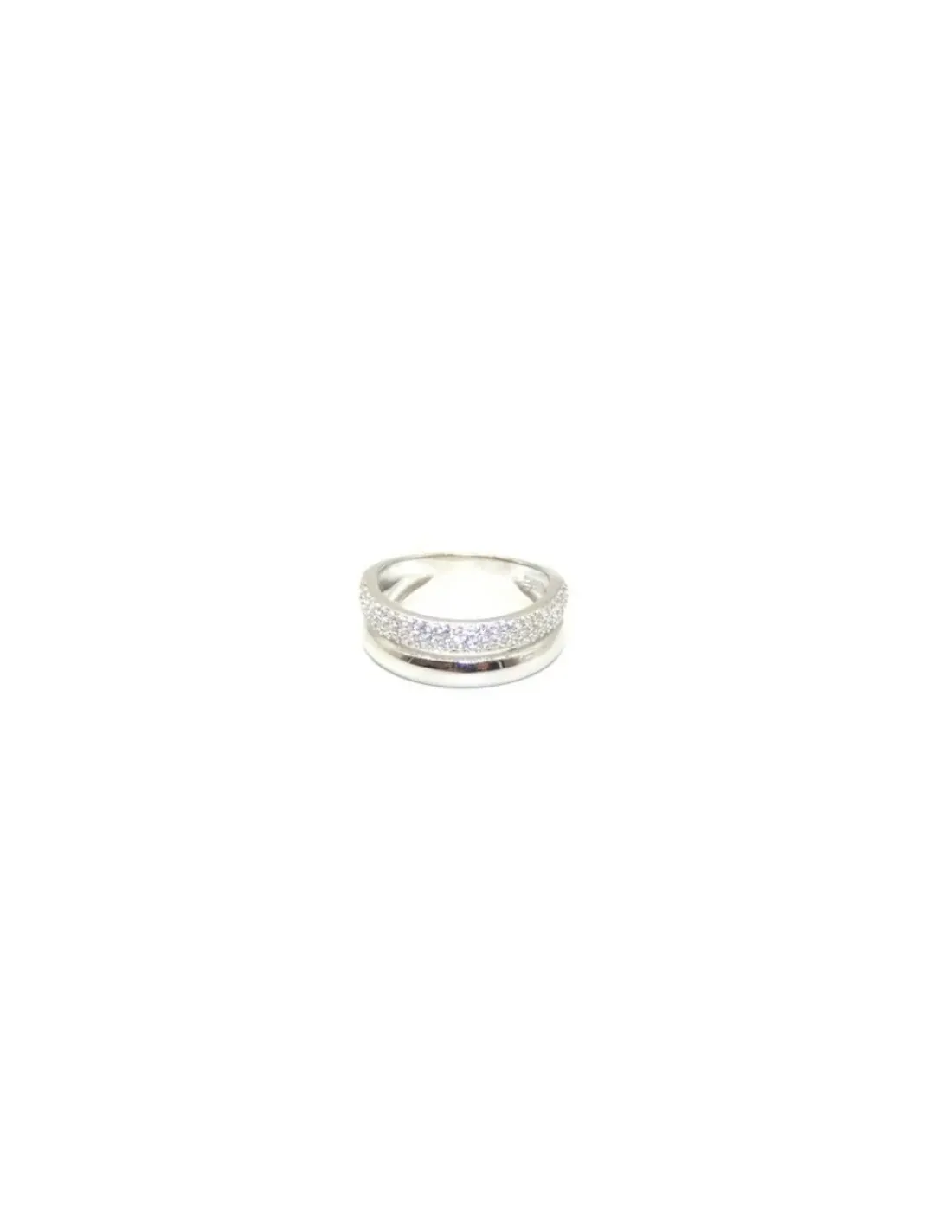 Store Sortija plata rodiada 2 bandas lisa y circonitas Anillos De Plata | Anillos
