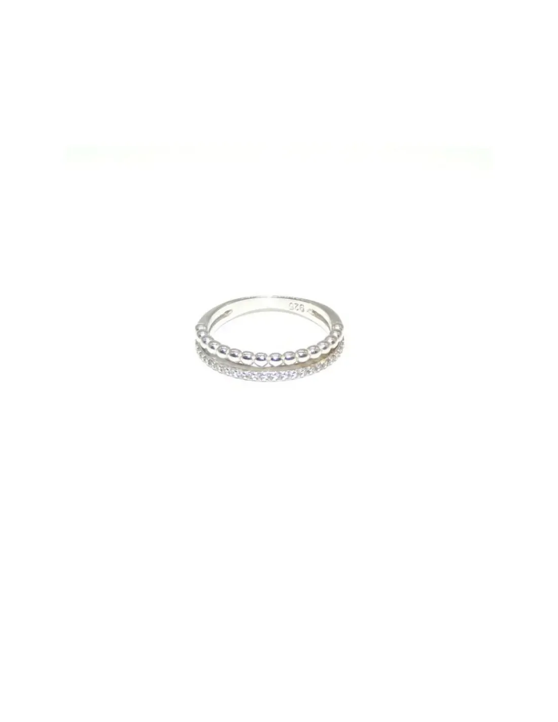 Clearance Sortija plata rodiada banda bolitas y banda circonitas Anillos De Plata | Anillos