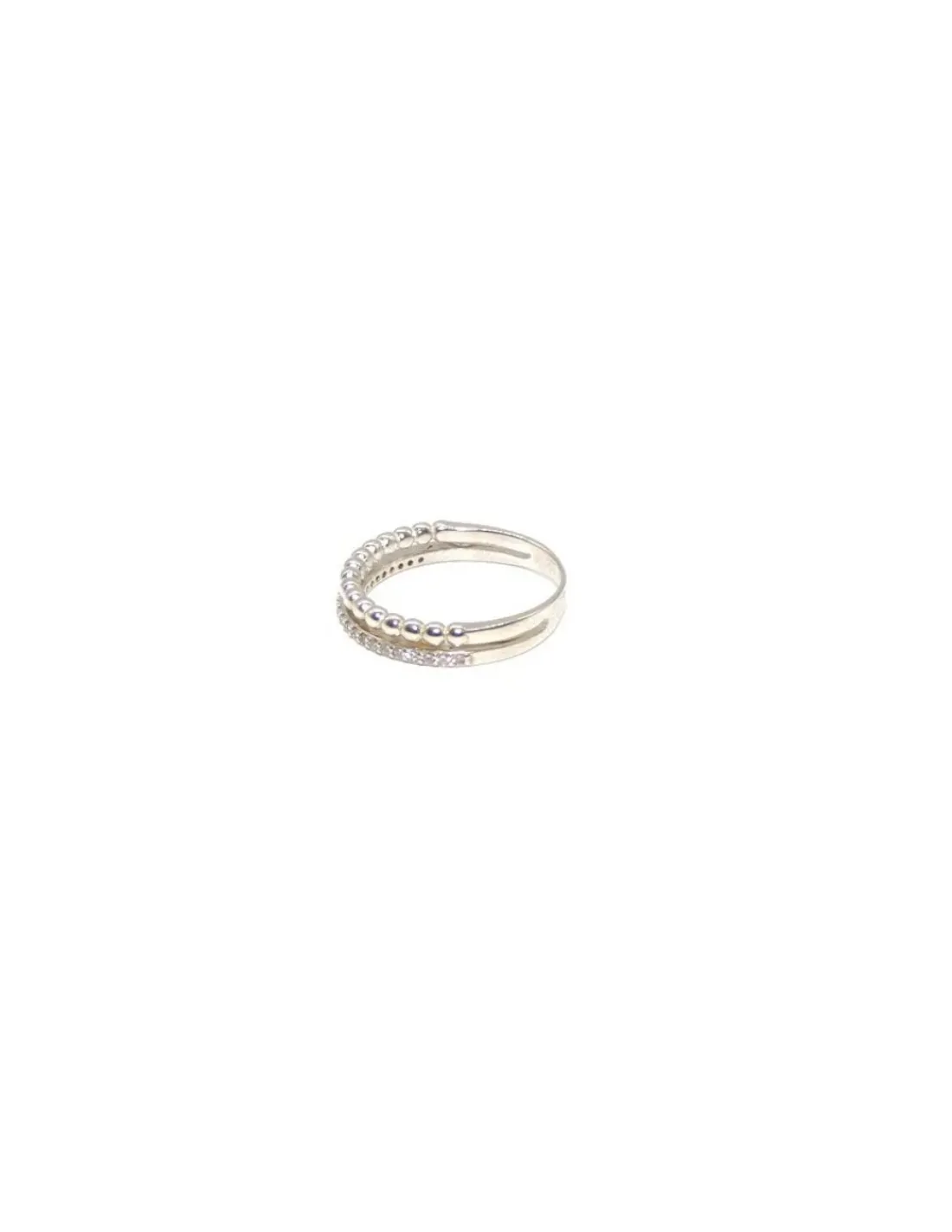 Clearance Sortija plata rodiada banda bolitas y banda circonitas Anillos De Plata | Anillos