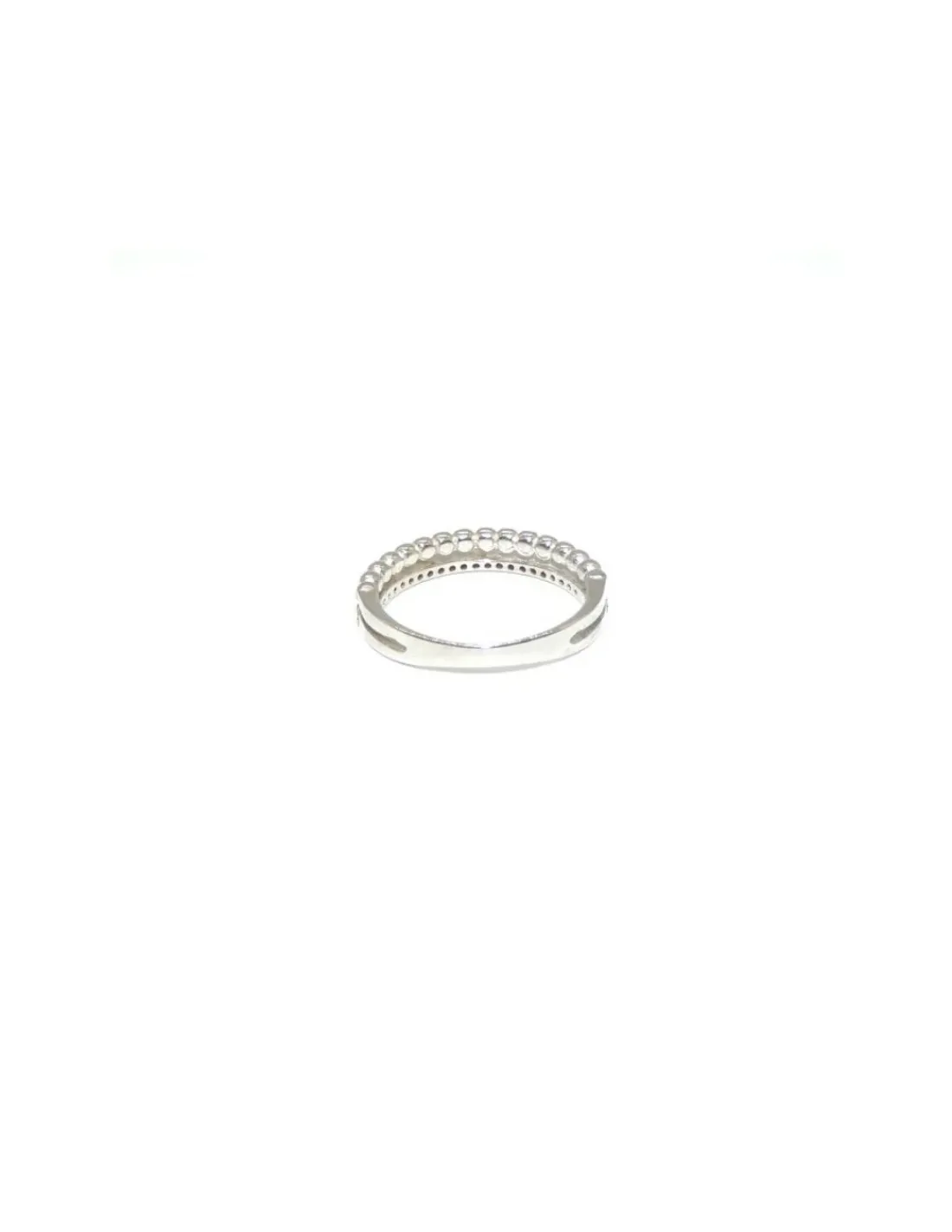 Clearance Sortija plata rodiada banda bolitas y banda circonitas Anillos De Plata | Anillos