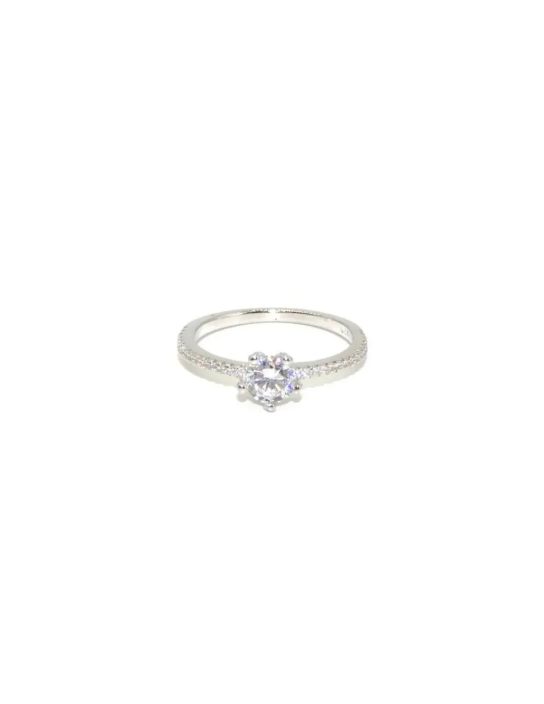 Cheap Sortija solitario en 5 garras y circonitas laterales plata - T.14 Anillos De Plata | Anillos