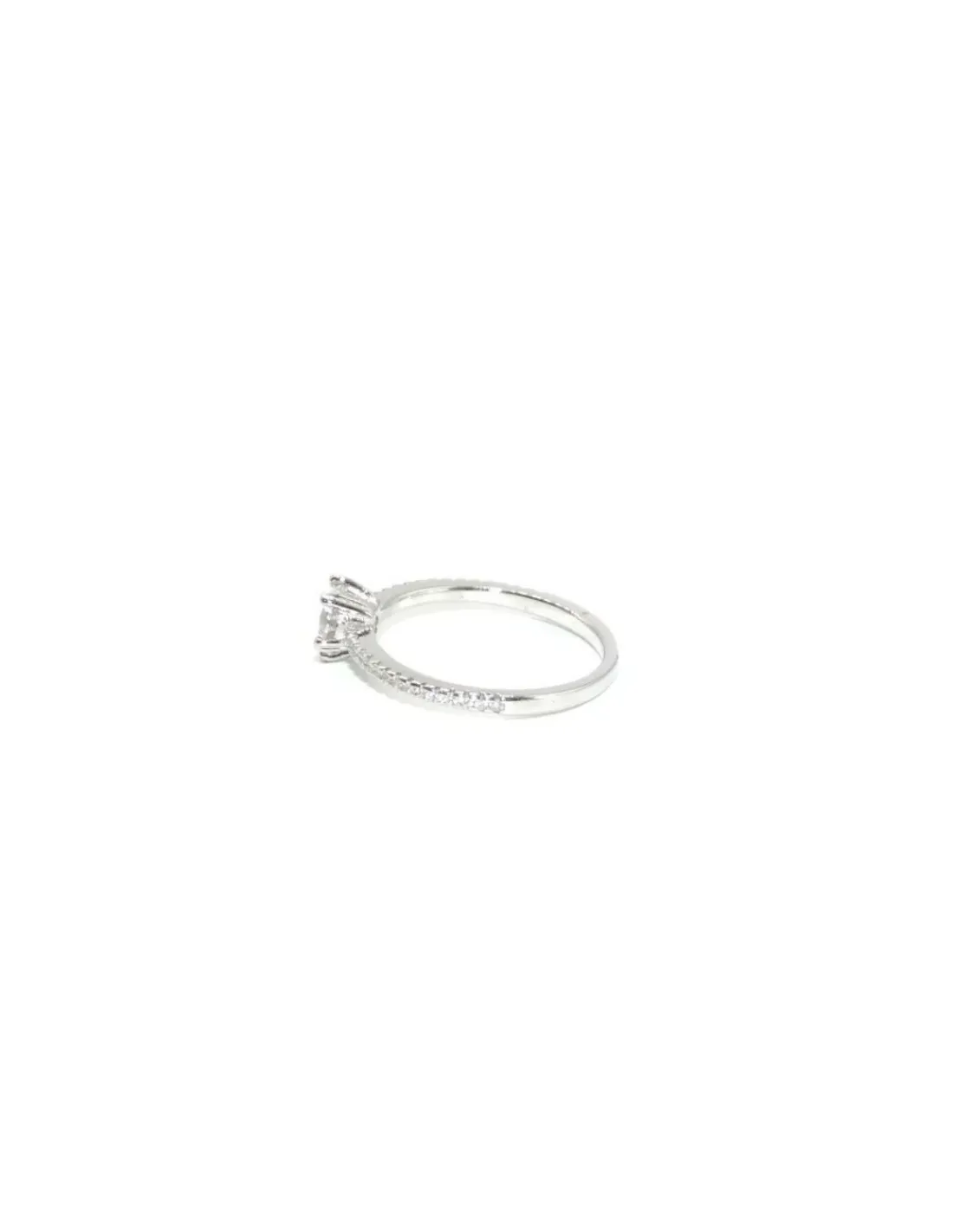 Cheap Sortija solitario en 5 garras y circonitas laterales plata - T.14 Anillos De Plata | Anillos
