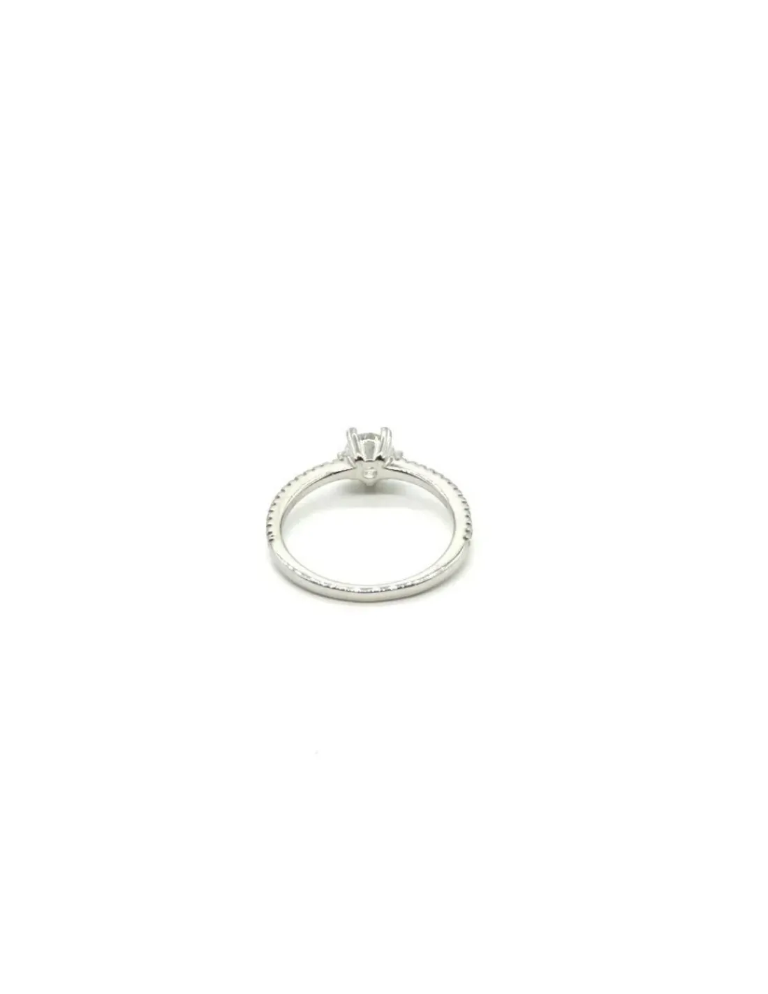 Cheap Sortija solitario en 5 garras y circonitas laterales plata - T.14 Anillos De Plata | Anillos