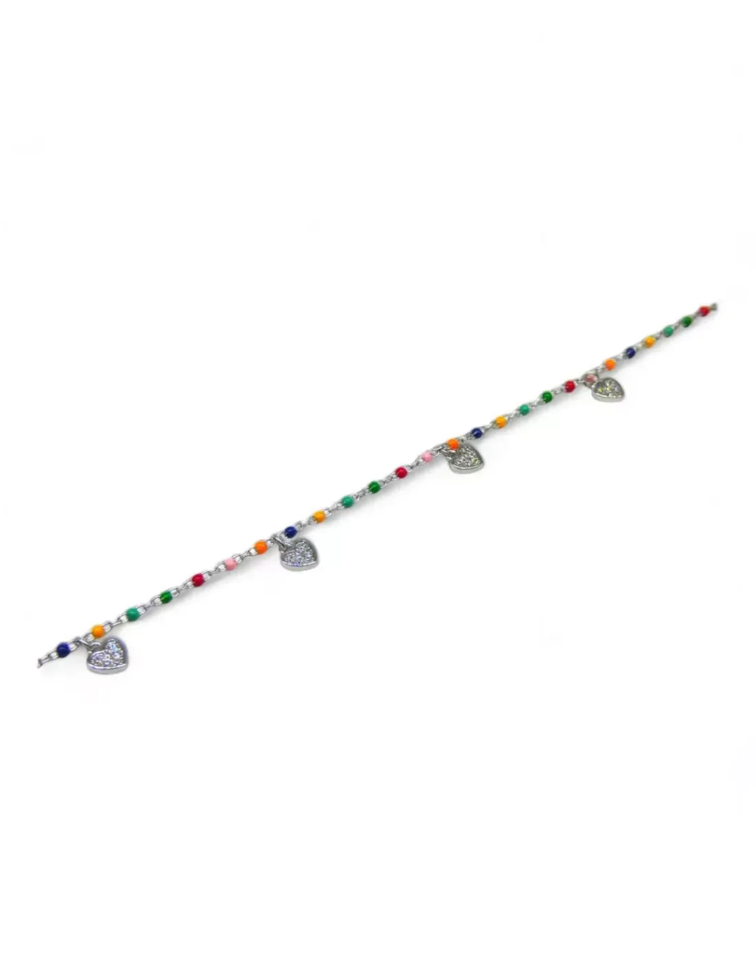 Discount Tobillera bolas colores corazones colgantes plata 925 Más Joyas