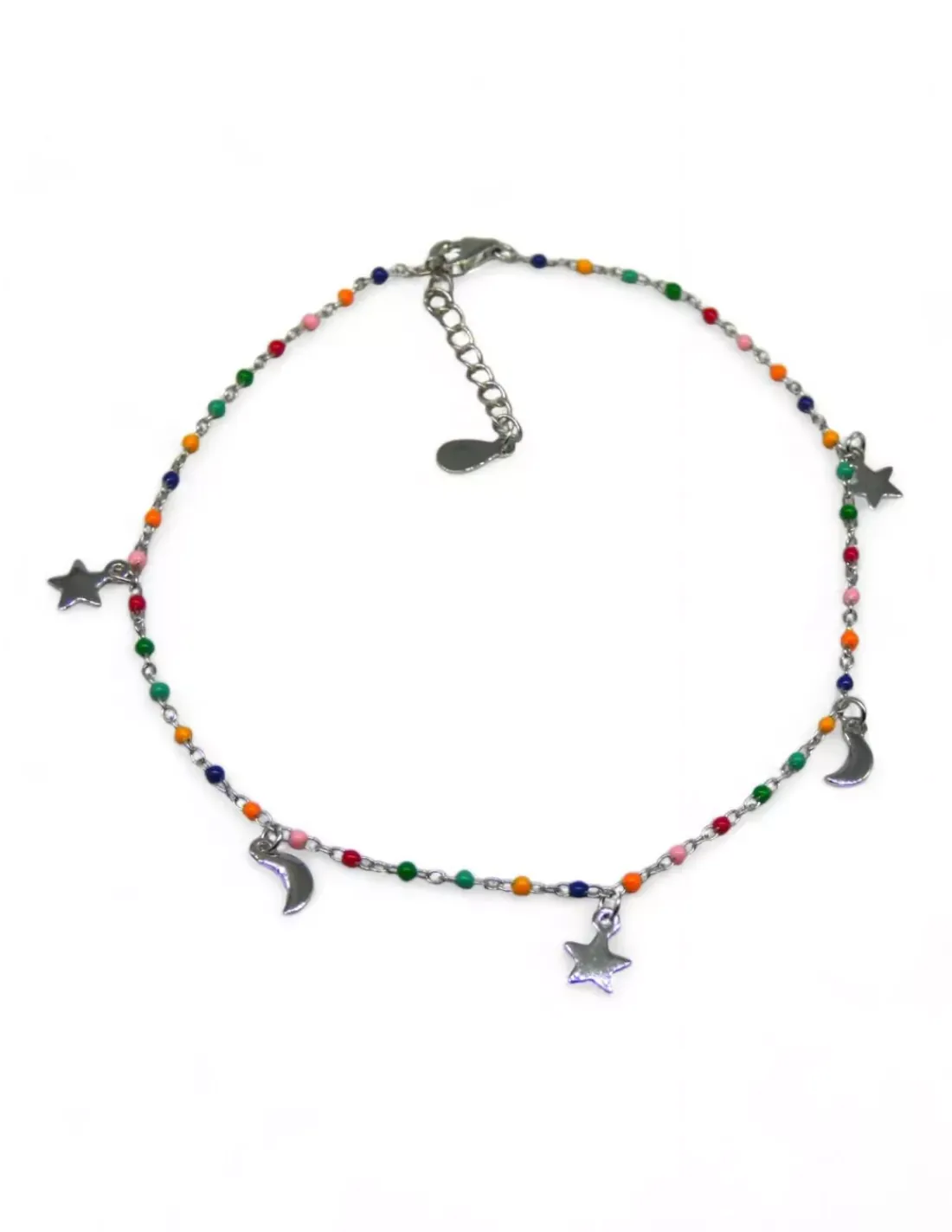 Online Tobillera bolas colores lunas y estrellas colgantes plata 925 Más Joyas