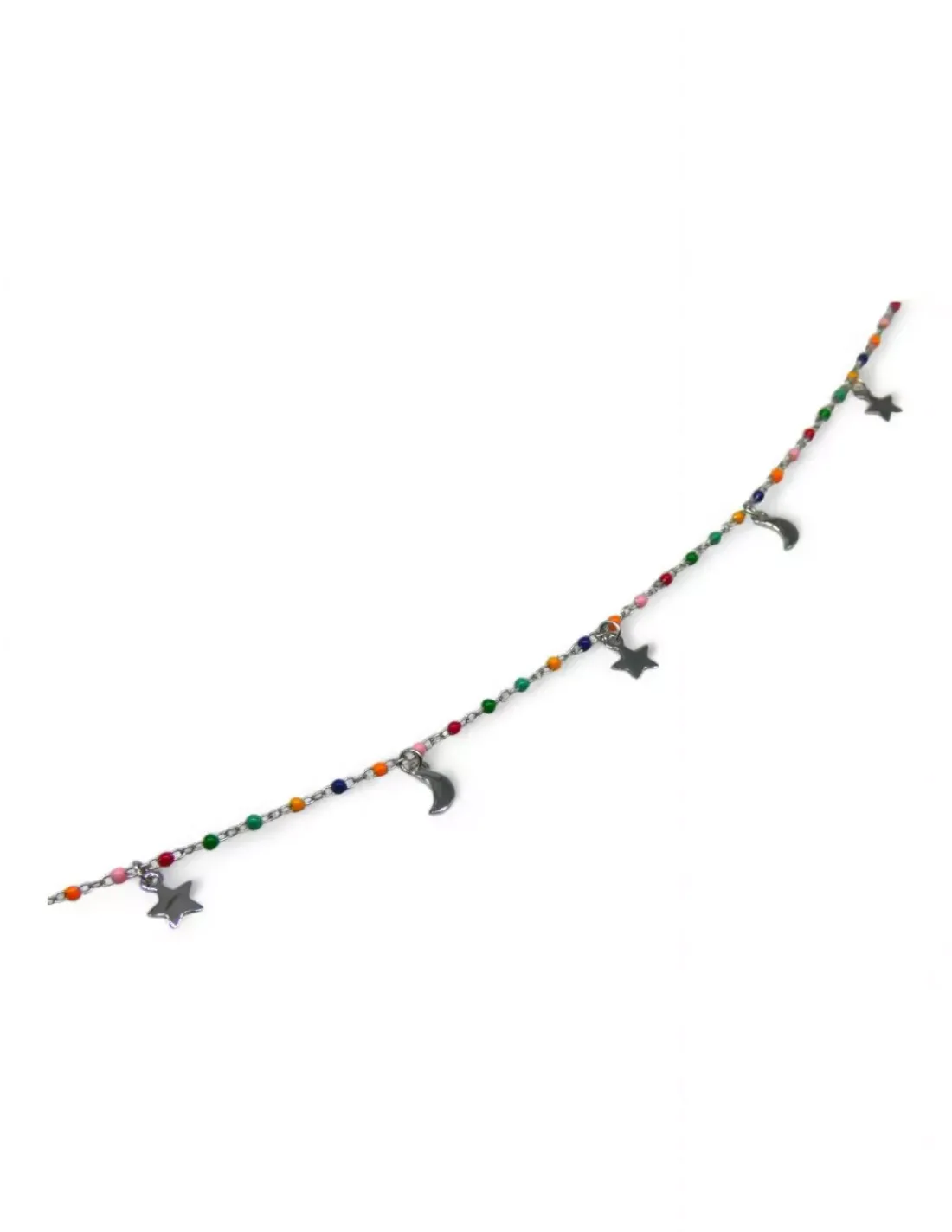 Online Tobillera bolas colores lunas y estrellas colgantes plata 925 Más Joyas