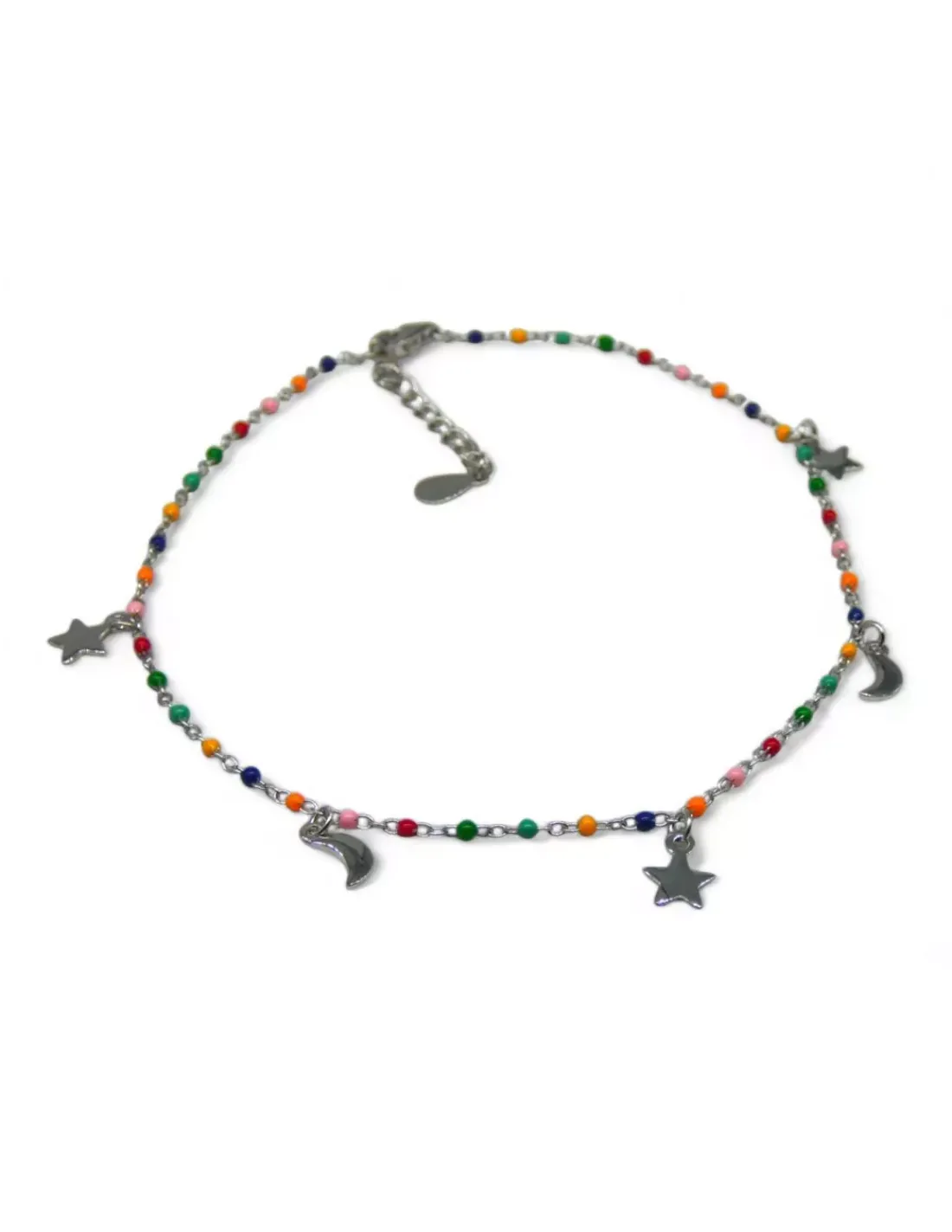 Online Tobillera bolas colores lunas y estrellas colgantes plata 925 Más Joyas