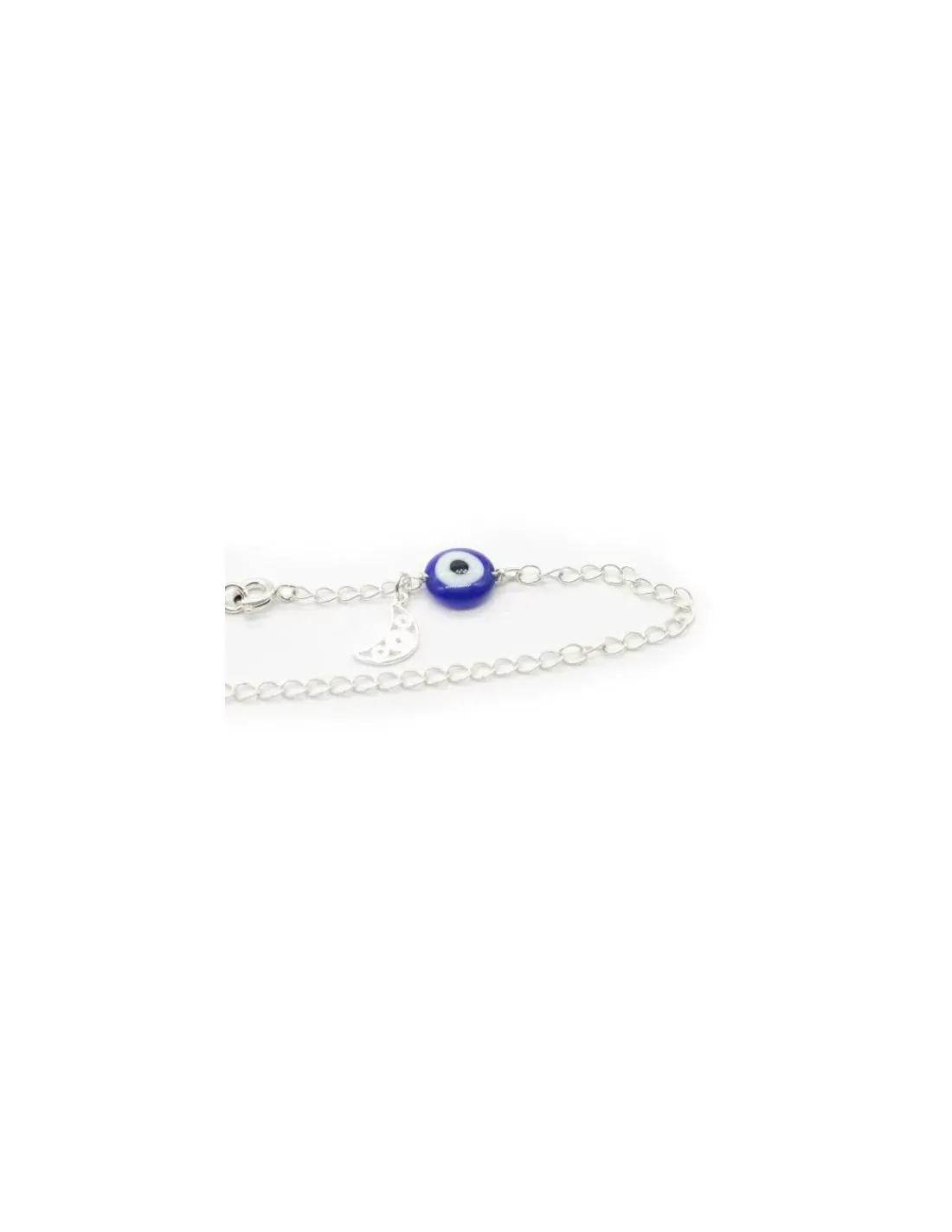 Cheap Tobillera plata colgante luna y ojo suerte de cristal Murano 20cm Más Joyas