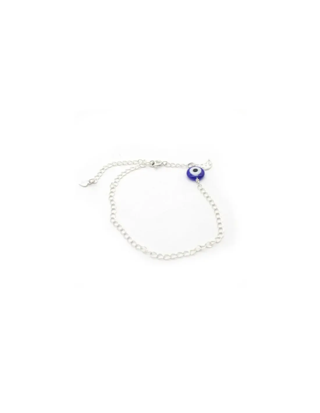 Cheap Tobillera plata colgante luna y ojo suerte de cristal Murano 20cm Más Joyas